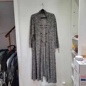 Long sleeve floor length cardigan with buckles